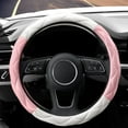 thumbnail image 2 of Soft Microfiber Leather Steering Wheel Cover, Universal 15 Inch for Women, Fit Vehicles Sedans SUVs Vans Trucks, Light Pink White, 2 of 9