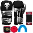 thumbnail image 1 of Guantes de Boxeo 12 Oz Onzas New Sport Kit con Vendas y Bucal Muay Thai Kick Boxing Mma Box con Malla Transpiracion Mod Split SIlver, 1 of 1