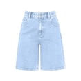 thumbnail image 4 of iHPH7 Bermuda Jorts Baggy Jean Shorts - Casual Loose Fit Wide Leg Knee Length Denim Shorts with Pockets Light Blue XL, 4 of 4