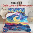 thumbnail image 6 of ZIATUBLES 3 Pcs Queen Size Polyester Duvet Cover Set, Starry Night Landscape Print, Soft Washable Bedding with Zipper Closure, All-Season Bedroom Bed Linens,1 Duvet Cover and 2 Pillowcases, 6 of 8