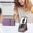 thumbnail image 3 of Phone Case for Samsung Galaxy S21 FE 5G Wallet Cover with Tempered Glass Screen Protector and Mirror Credit Card Holder Crossbody Strap Cell S 21 EF S21FE5G UW S21FE 21S G5 6.4 inch Women Girls Purple, 3 of 13