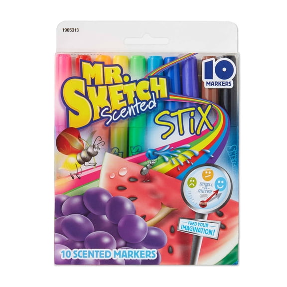 Mr. Sketch Scented Stix Markers, Fine Tip, 10 Count