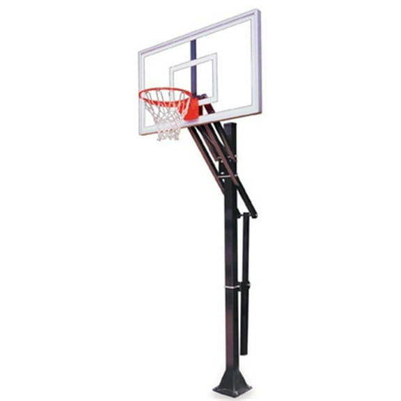 Slam Nitro-BP Steel-Glass In Ground Adjustable Basketball System, Scarlet