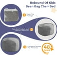 thumbnail image 4 of Kids Bean Bag Chair Bed, Convertible Children Bean Chair to Floor Mattress with Filler, Faux Fur Bean Bag Bed Stuffed Child Sofa Couch for Girl Boy Sleeping, Machine Washable Cover, Grey, 4 of 5