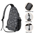 thumbnail image 3 of Sling Backpack,Spider Web Halloween Pattern Sling Bag with Water Bottle Holder,Waterproof Sling Bag for Men/Women with Headphone Jack for Hiking,Travel, 3 of 6