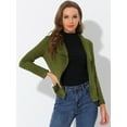 thumbnail image 5 of Unique Bargains Women's Faux Suede Jacket Open Front Lapel Draped Cardigan Blazers XL Army Green, 5 of 6