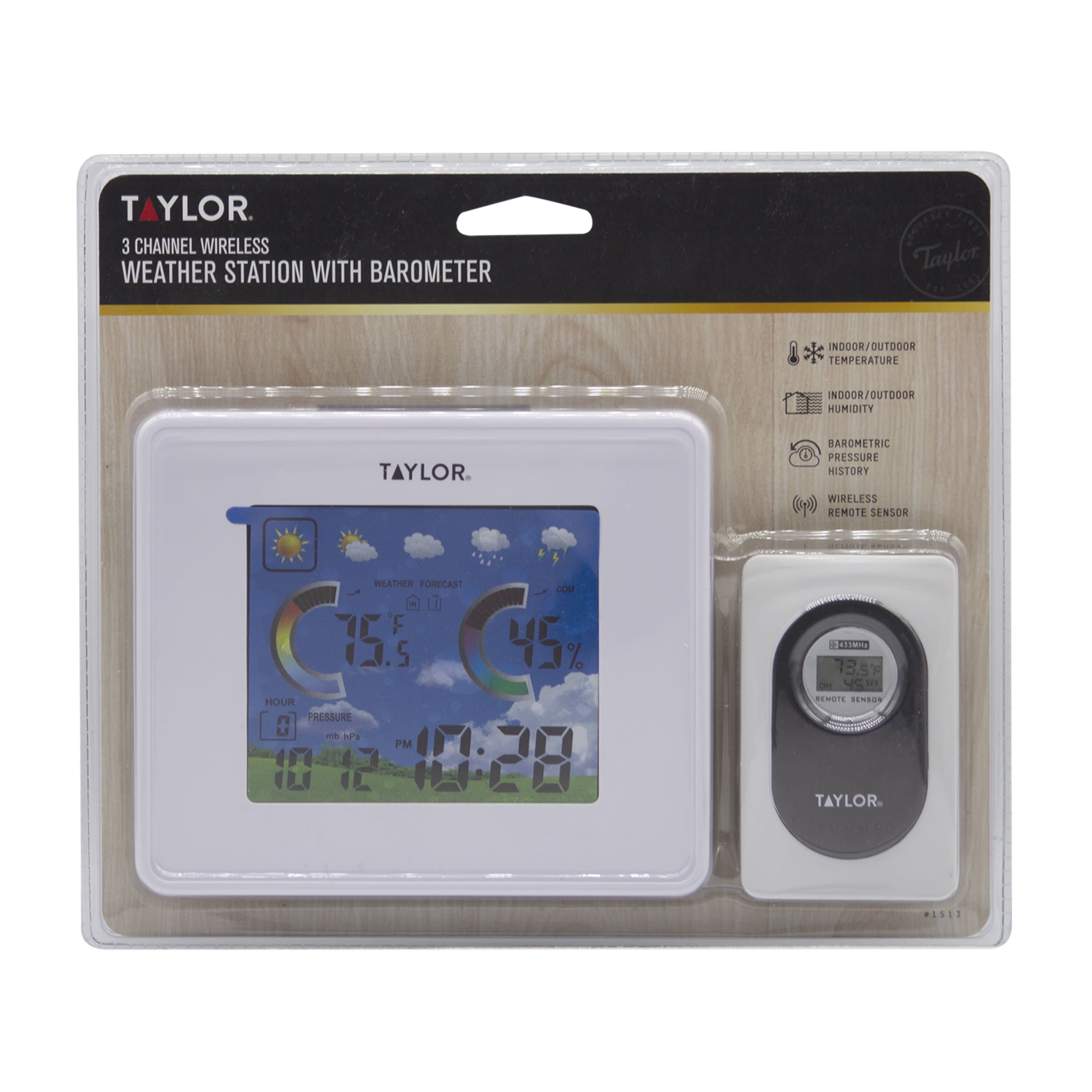 Taylor 3 Channel Wireless Weather Station with Barometer