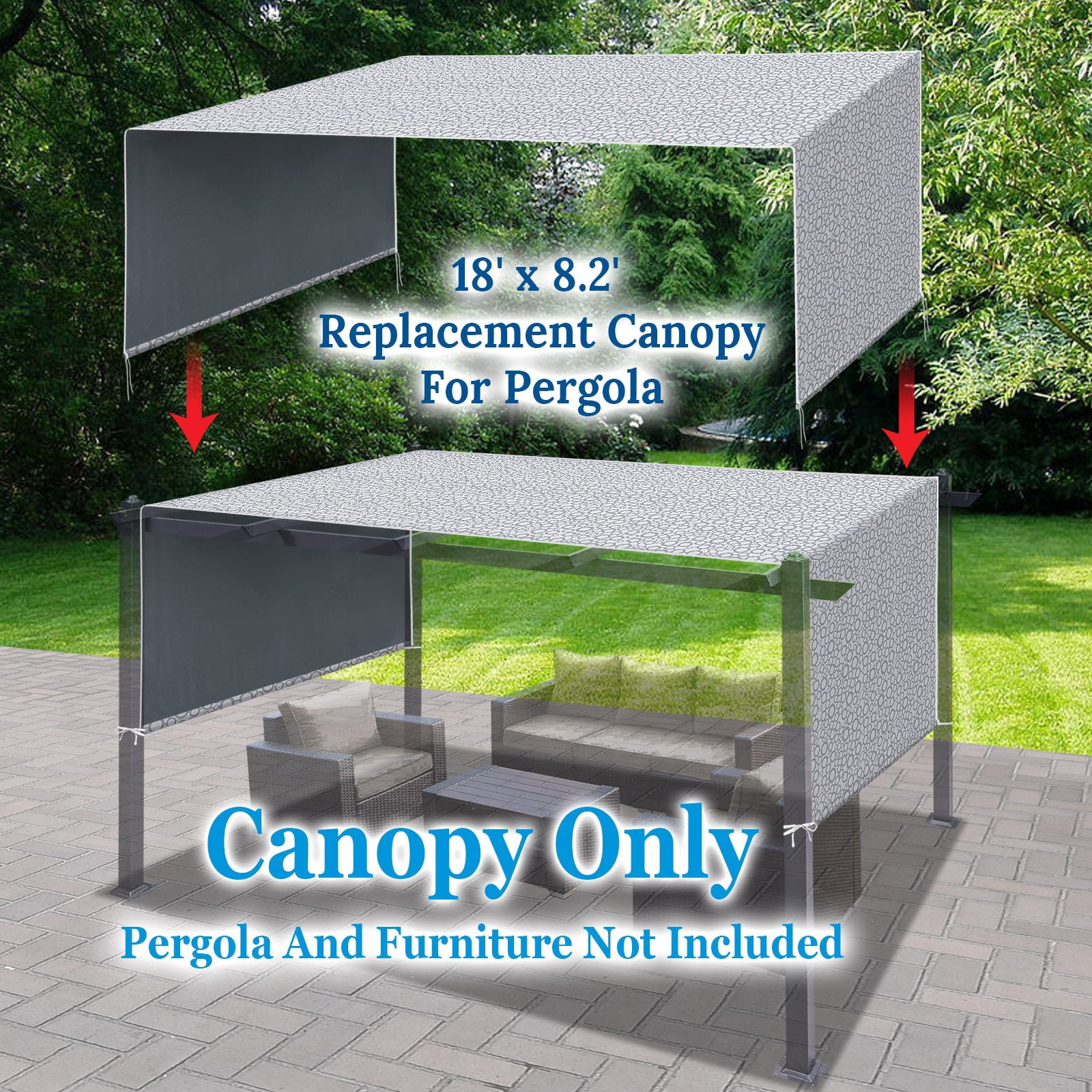 ALUVIERA Universal Replacement Canopy Top Cover for Pergola Structure(Canopy Only)(18x8.2 Ft,Circle Pattern)