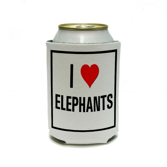 I Love Heart Elephants Can Cooler Drink Insulator Beverage Insulated Holder