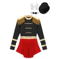 thumbnail image 5 of Yeahdor Womens Circus Ringmaster Cosplay Costume Sequins Long Sleeve Fringed Shoulder Tutu Leotard Dress Outfit Set C Black XXL, 5 of 7