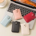 thumbnail image 3 of Card Stackable Pull-Out Card Holder Multi-Card Slots Credit Card Holder PU Leather Pocket Business Card Holder with Snap Buttons, 3 of 6