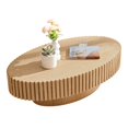 thumbnail image 2 of GZXS 43.7" Modern Oval Coffee Table with Pedestal Base, Handcrafted Wood Center Table for Living Room, Natural Ash Finish, 2 of 8