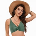 thumbnail image 4 of TOWED22 Women's Halter Bikini Top Twist Front Knot Push Up Padded Swim Tops Only Bathing Suit for Women Light Green,M, 4 of 9