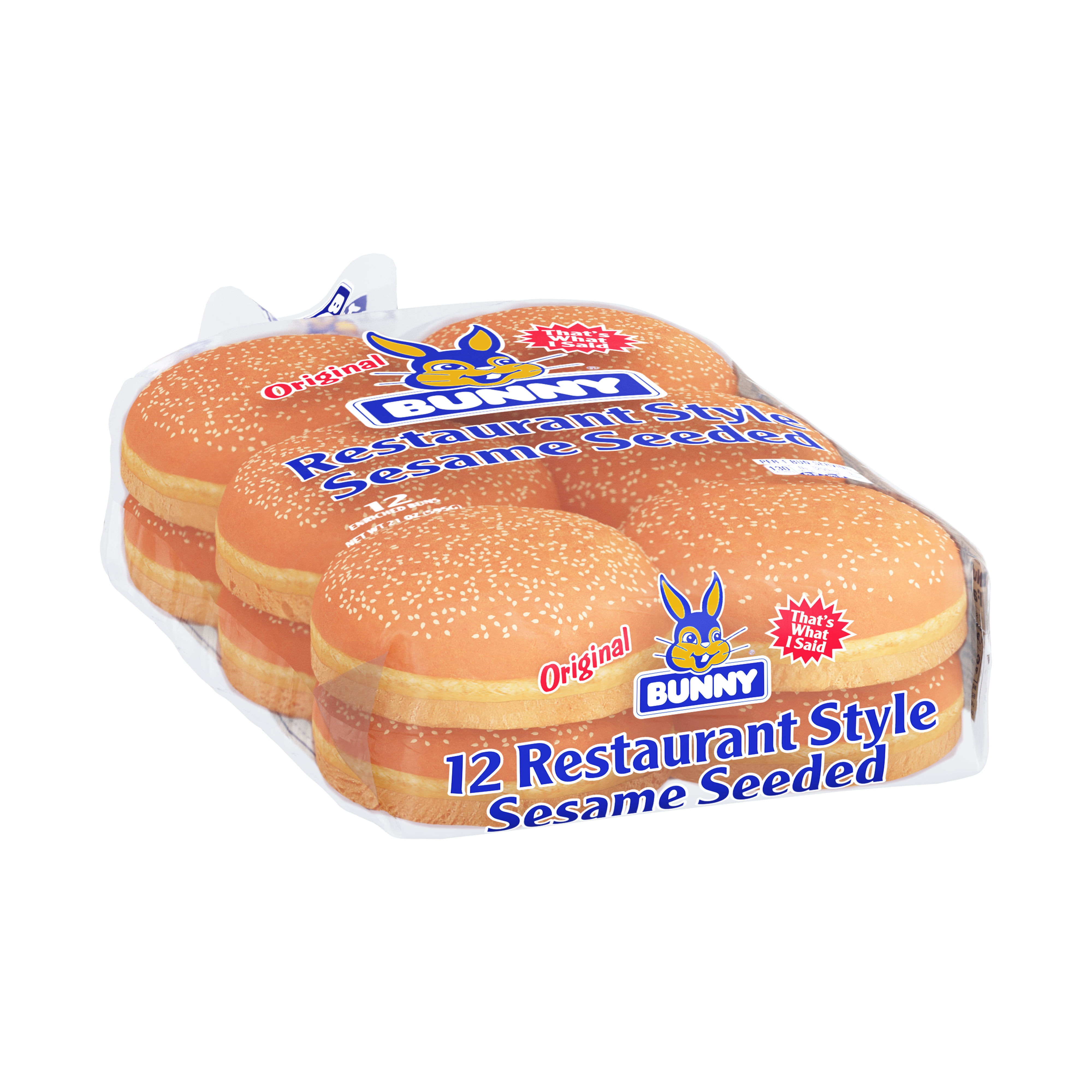 Bunny Restaurant Style Sesame Seeded Buns, 21 oz, 12 Count