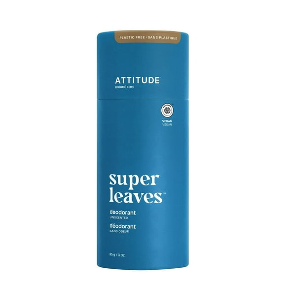 ATTITUDE super leaves, Plastic Free Deodorant, Unscented, 85 g