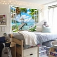thumbnail image 4 of Ocean Beach Tapestry, Summer Blue Sea Window Tapestry Wall Hanging for Bedroom Aesthetic, Nature Beachy Palm Tree Landscape Tapestries Poster Blanket College Dorm Home Decor 90X70 Inches, 4 of 4