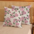 thumbnail image 2 of Preppy Pink Spring Pillow Covers 18x18 Inch 2 Pcs Green Hydrangea Flower Decor Throw Pillows Vintage Floral Seasonal Summer Outdoor Decoration Pillowcase Linen Cushion Cover for Couch Sofa, 2 of 6