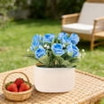 thumbnail image 4 of Artificial Silk Flower Bouquet with Vase | Low Maintenance Fake Floral Arrangement for Home Decor | Desktop, Bedroom, Wedding & Party Decoration | Reusable Centerpiece Set, 4 of 6