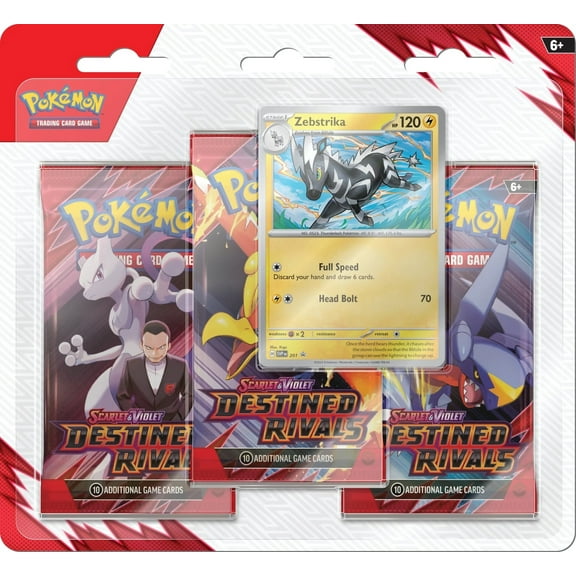 Pokemon Scarlet & Violet Destined Rivals Zebstrika 3-Booster Blister Pack (3 Booster Packs & 1 Foil Promo Card)