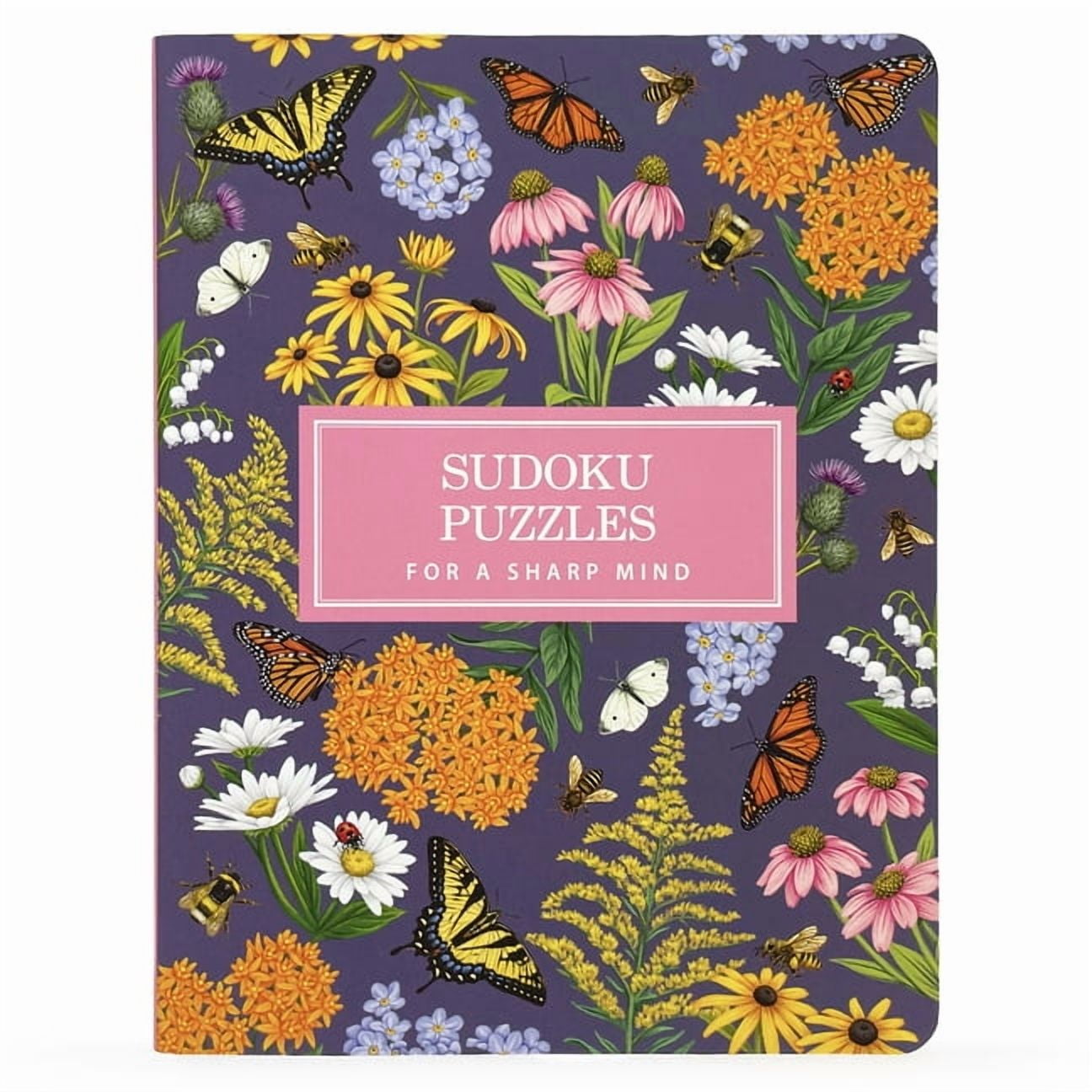 A6 Sudoku Puzzle Buch Floral – 15 X 10,5 Cm, über 100 Rätsel, Mit Gummiband
