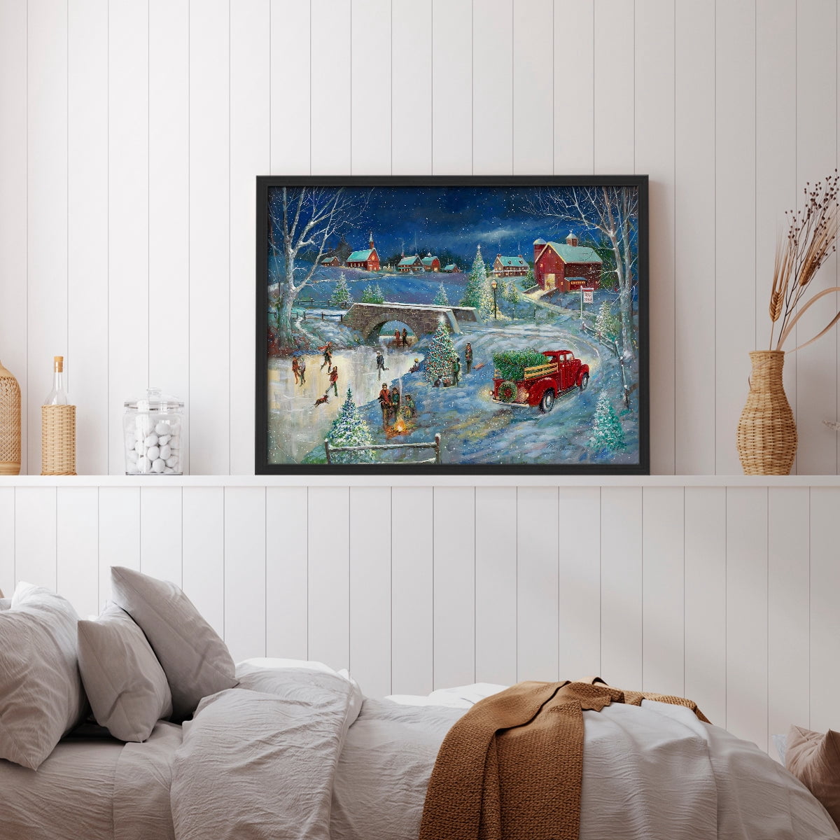 Warm Holiday Memories by Ruane Manning - Restickable Framed Giclée Print with Real Wood Frame