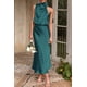 thumbnail image 5 of Vestido PRETTYGARDEN Satén Sin Mangas Cuello Simulado Maxi Verde Oscuro Talla L, 5 of 8