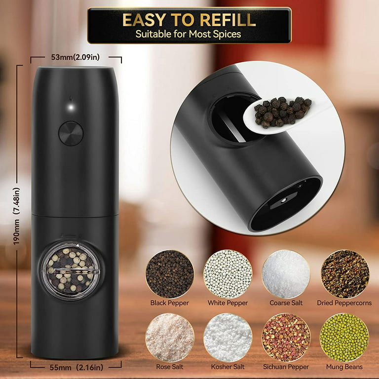 Rechargeable Electric Salt And Pepper Grinder Set With Double Charging  Base, Usb Cable, Automatic Salt Pepper Grinder