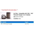 thumbnail image 2 of Air Filter - Compatible with 1984 - 1987 Plymouth Voyager 2.6L 4-Cylinder 1985 1986, 2 of 2