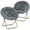 Gray, variant on MoNiBloom 2 Pieces 33" Round Foldable Saucer Chair, Soft Faux Fur Oversized Folding Accent Chair Lounge Moon Chair with Metal Frame for Bedroom, Gray