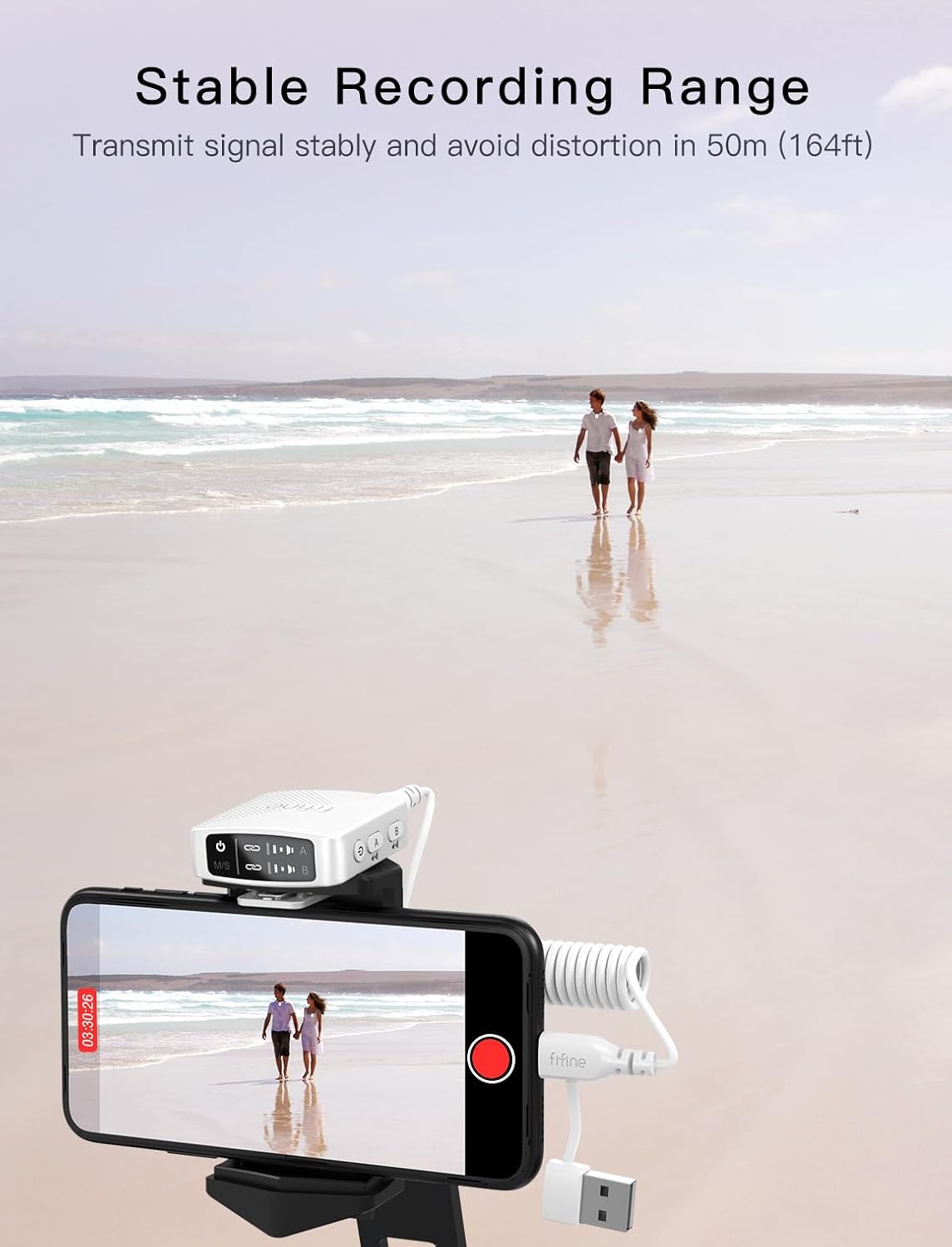 FIFINE M9 Dual Wireless Lavalier Microphones with Receiver for iPhone/Android/Camera, Mini Mics, Mute, 50m Stable Connect for Vlog, Video, Interview, White