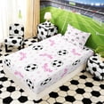 thumbnail image 5 of Erosebridal Pink Bowtie Soccer Twin Sheet Sets, Cute Sport Bedding for Girls and Boys, 3-Piece, 1 Flat Sheet, 1 Fitted Sheet and 1 Pillowcase, 5 of 6