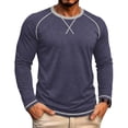 thumbnail image 3 of Rvasteizo Mens Crew Neck Tops Long Sleeve Crew Neck Base Layer Colorblock Top for Fall Winter Daily Wear XL, 3 of 5
