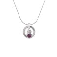 thumbnail image 2 of Delight Jewelry Silvertone 3-D Purple & AB Crystal Owl Hockey Ring Charm Necklace, 18", 2 of 4