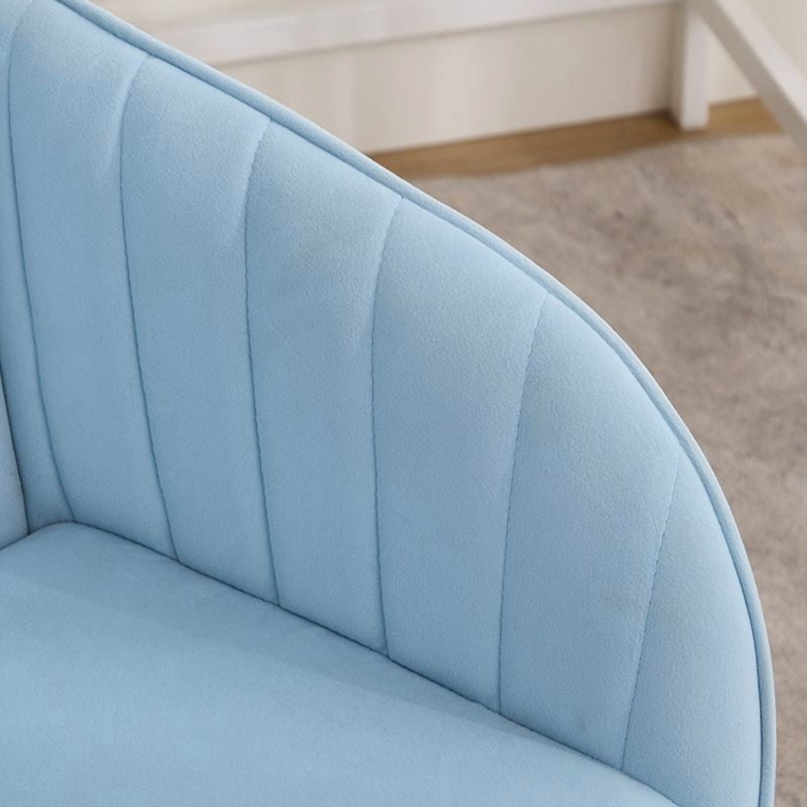 Baby Blue Velvet Ergonomic Office Chair - Adjustable Swivel Task Chair with Lumbar Support - Comfortable Home & Bedroom Desk Chair - Sturdy Silver Base - Ideal for Workspaces