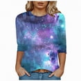 thumbnail image 2 of Towmus Womens Tops Cotton Women's Casual 3/4 Sleeve T-Shirts Round Neck Cute Tunic Tops Basic Tees Blouses Loose Fit Pullover Shirt, 2 of 5