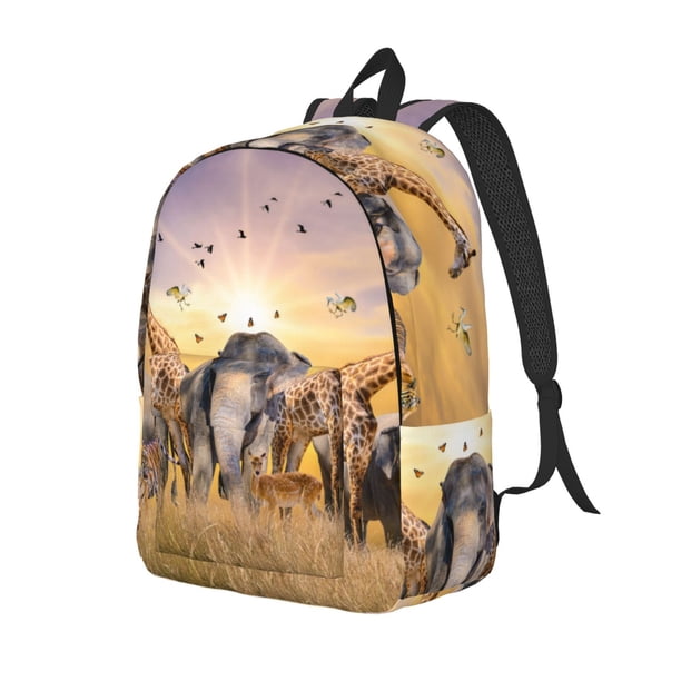 Balery Vintage Wildlife Protection Mochila Clásica Impresa Básica para Viaje, Mochila Escolar Resistente al Agua, Mochila de Lona con Correas Ajustables-Small
