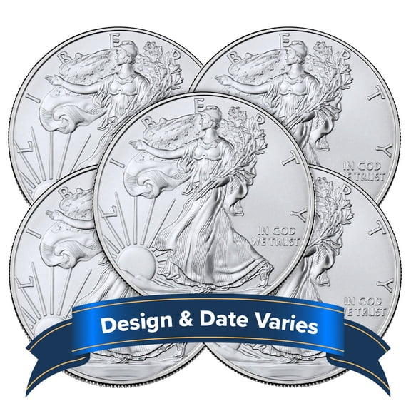 Lot of 5 - $1 American Silver Eagle 1 oz Random Year BU