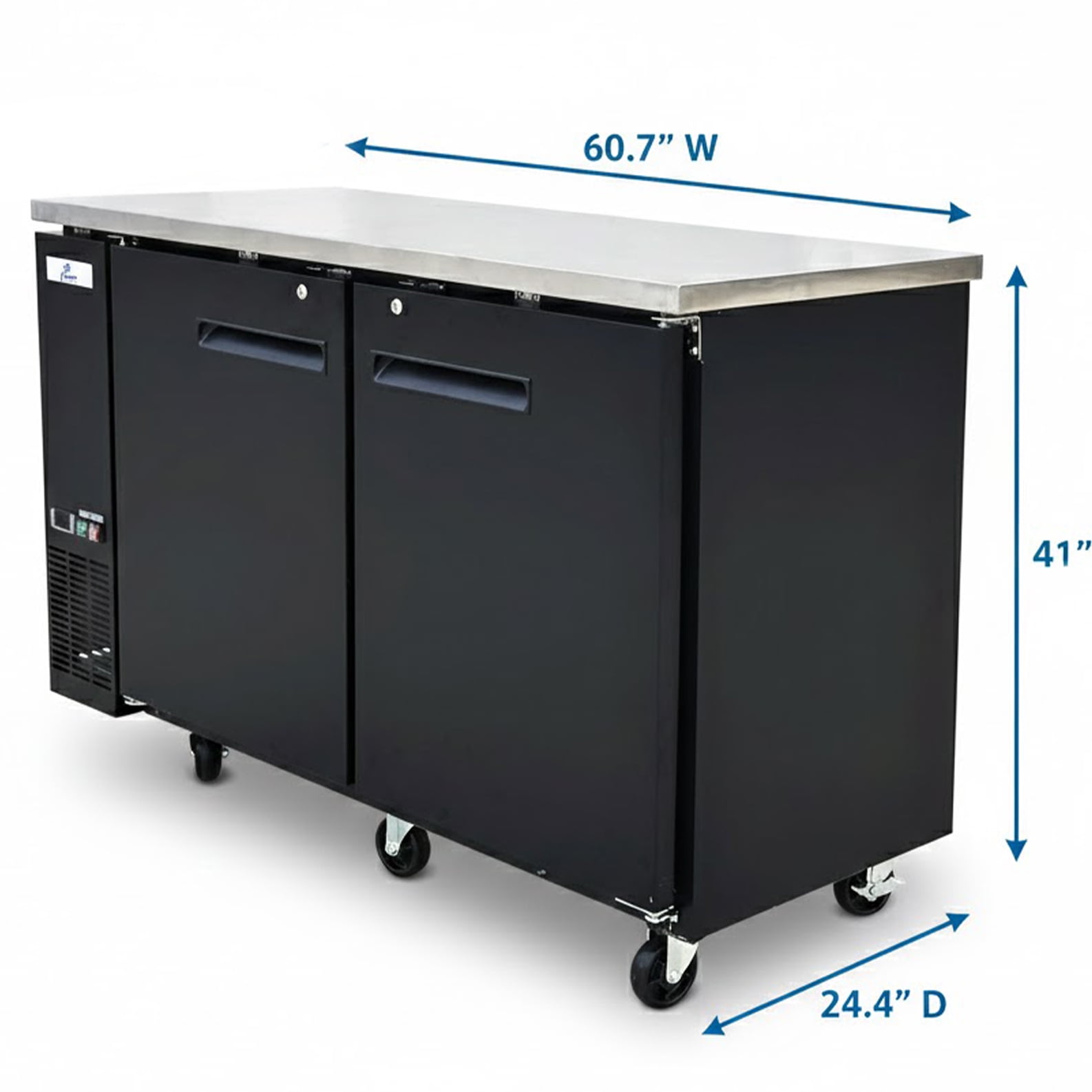 60" Commercial Back Bar Cooler, 16 Cu.Ft Solid Door Beverage Refrigerator with LED Lighting & Energy-Efficient R290 System