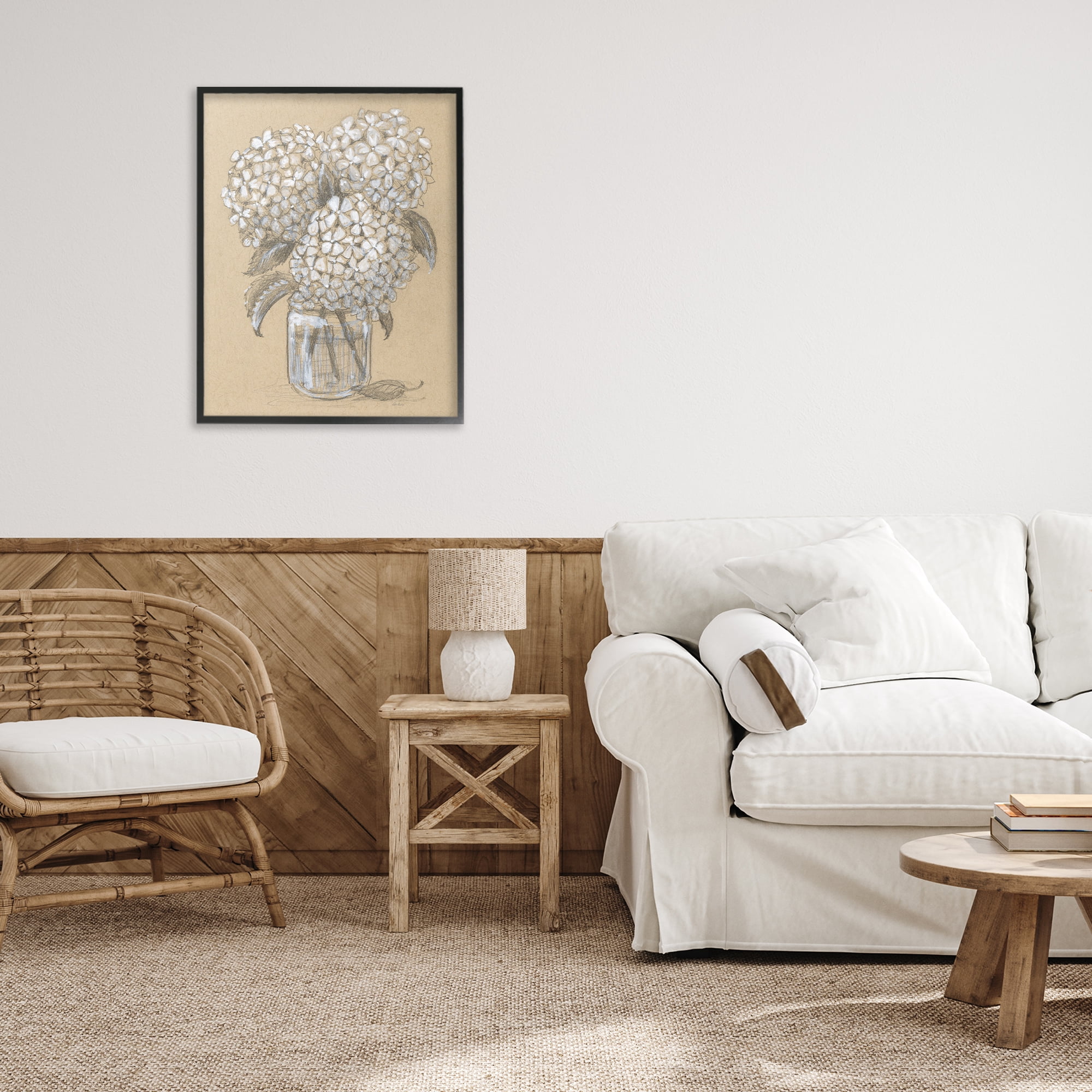 Stupell Industries Hydrangea Jar Drawing Black Framed Giclee Art, design by Patti Bishop