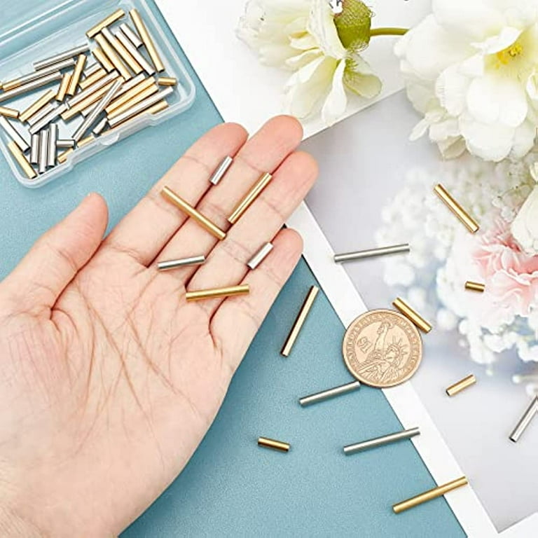 60Pcs Stainless Steel Tube Spacer Beads 5 Sizes Large Hole Loose