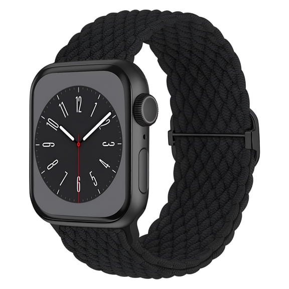 MMOBIEL Braided Solo Loop Watch Band Compatible with Apple Watch Band 42mm 44mm 45mm 49mm – Stretchy Wristband Replacement Strap Compatible with iWatch Series Ultra / 2, 9 8 7 6 5 4 3 2 1 SE – Black