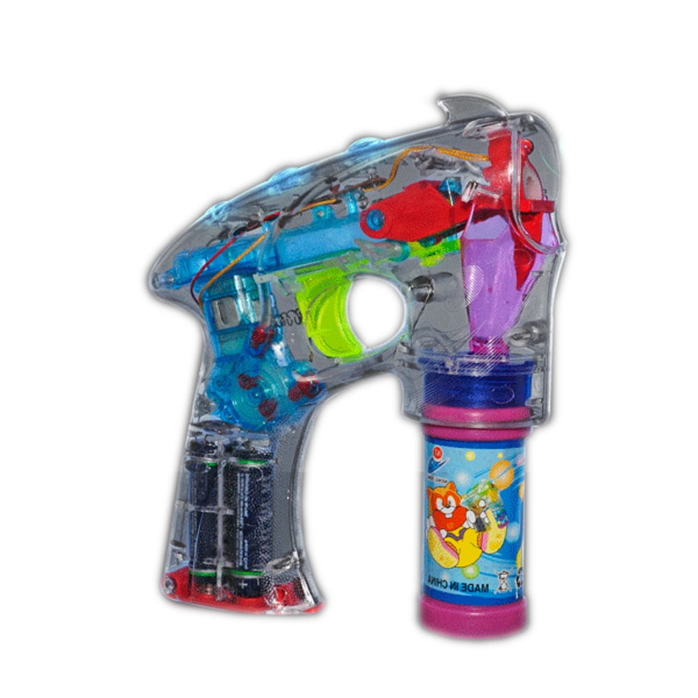 no Batteries Needed Wind Operated Blower 6 Pcs Bubble Gun Shooter LED Light Up