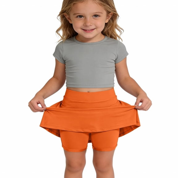 Girls Athletic Skort with Shorts and Pockets – Tennis Cheerleading Skirt – Comfort Stretch Fabric for Play – Ages 4-12