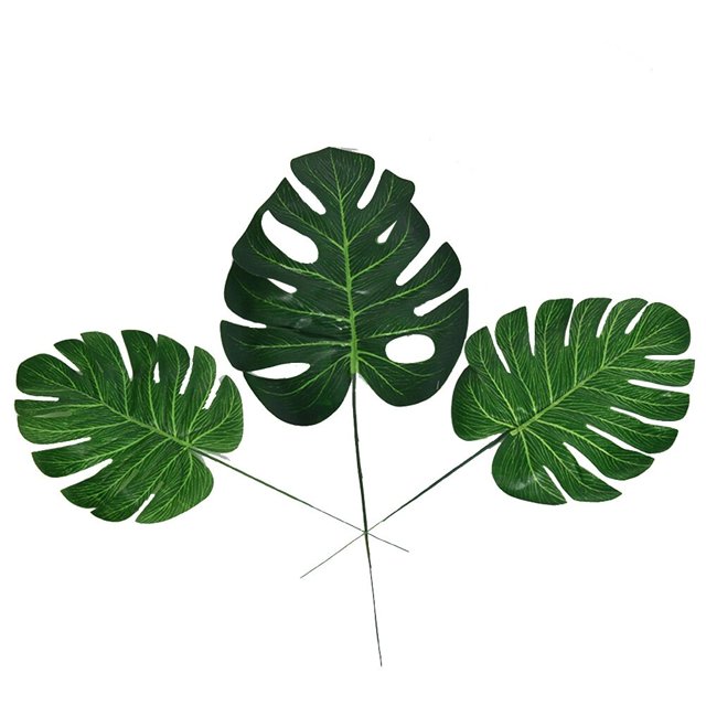 10pcs High Simulation Artificial Monstera Tropical Plant Leaf Home Party Office Store Decorations - Size M