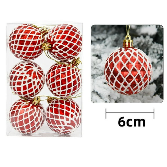 6Pcs Christmas Balls Ornaments, Shatterproof Holiday Balls, Festive Wedding Hanging Ornaments, Festive Atmosphere Decoration, Xmas Tree Hanging Ornament, Christmas Tree Decoration