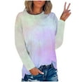 thumbnail image 2 of KBODIU Womens Plus Size T-Shirts Gradient Tie-Dye Print Casual Blouses Tops Oversized Long Sleeve Round Neck Loose Fit Blouses Fall Basic Pullover Sweatshirts, 2 of 4