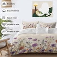 thumbnail image 3 of 3 Piece Purple Red Spring Floral Duvet Cover Set Queen Size,Microfiber Comforter/Quilt Cover with Corner Ties and 2 Pillowcases,Watercolor Botanical Summer Flowers Soft Bedding with Zipper Closure, 3 of 8