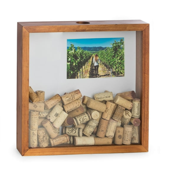 Cork Shadow Box with Wall Hooks and Mat Designed to Accommodate a 4x6 Picture.