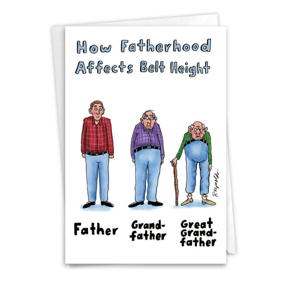 NobleWorks Humorous Father's Day Greeting Card with 5 x 7 Inch Envelope (1 Card) Dad Belt Height 0336