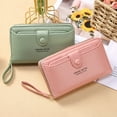 thumbnail image 4 of Coin Purse Smooth Zipper Press Button High Capacity Horizontal Multifunction Pocket Storage Delicate Sewing Long Fold Female Clutch Bag for Work, 4 of 7